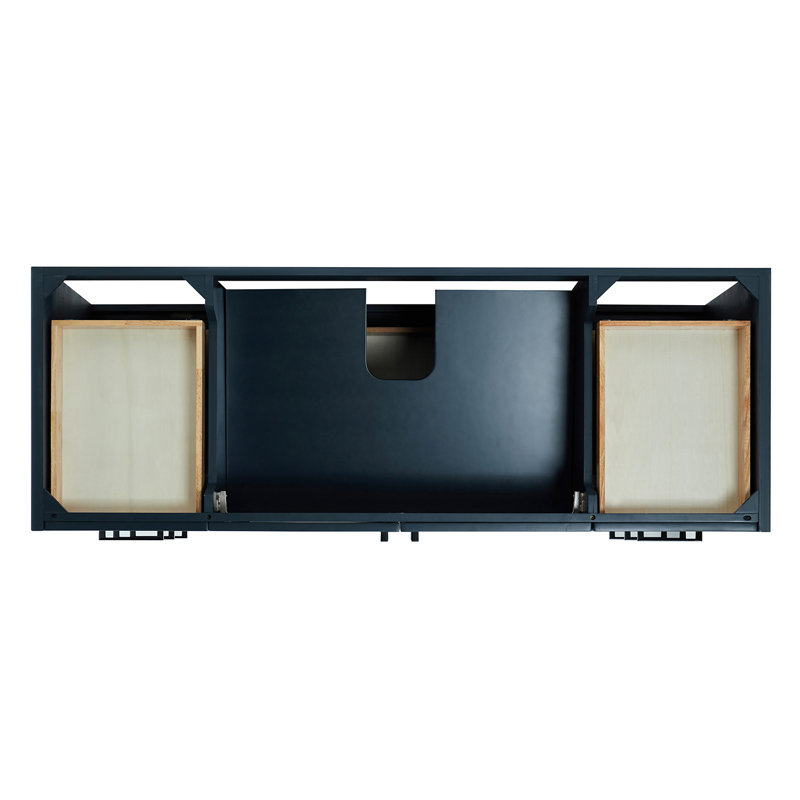 ARIEL Kelly 60 Single Sink Bathroom Vanity with Carrara Quartz Top, Midnight Blue, Oval, 54"