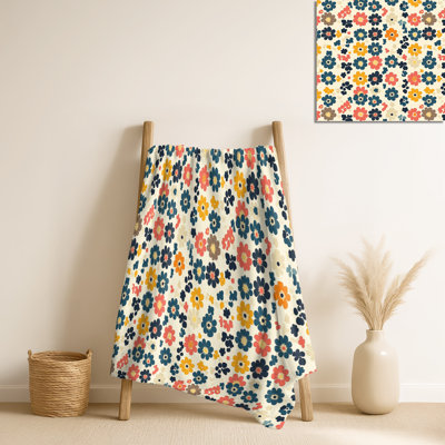Daisy coloré - couverture chaude patchwork jaune, jeté douillet
