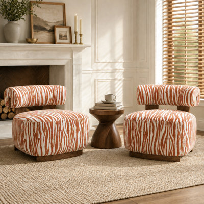 Chaise d'appoint 2 pièces à dossier cylindrique avec dossier cylindrique en chenille et cadre en bois Chaise mignonne pour le salon, la chambre à coucher
