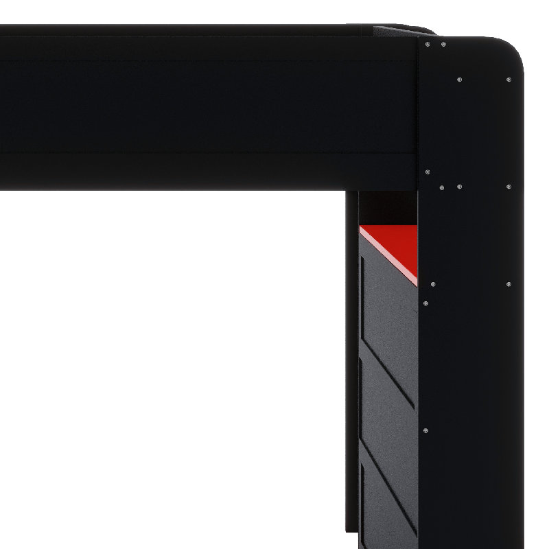 Lit superposé avec bureau à hauteur réglable, Rouge