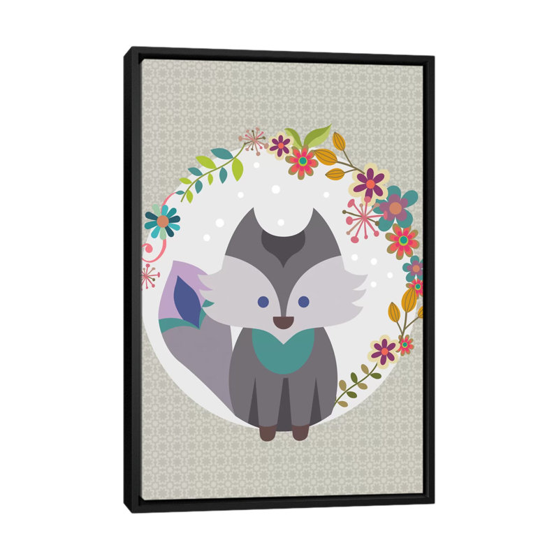 «Gray Litle Fox», impression sur toile, H 26 po x l 18 po x P 1,5 po, Toile avec cadre noir