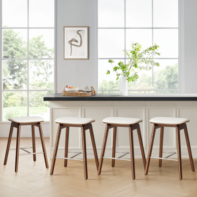 Ensemble de 4 tabourets de bar 26 po en bois massif sans dossier 26 po