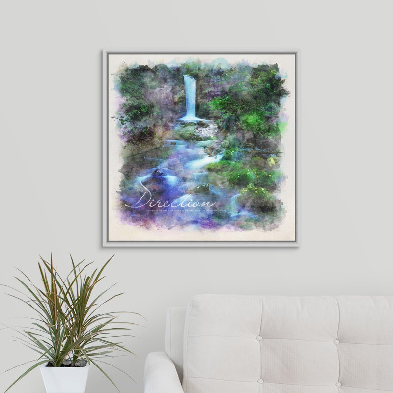 Affiche inspirée de l’aquarelle : direction-impression sur toile, H 25,7 po x l 25,7 po x P 1,75 po, Cadre blanc