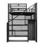 Lit mezzanine en métal avec garde-robe, bureau, tablettes de rangement-1810623724