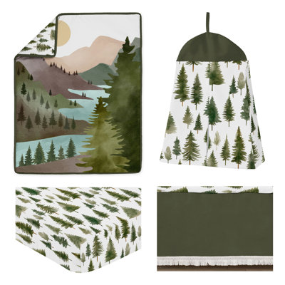 Woodland Pine Tree 4 Piece Crib Bedding Set