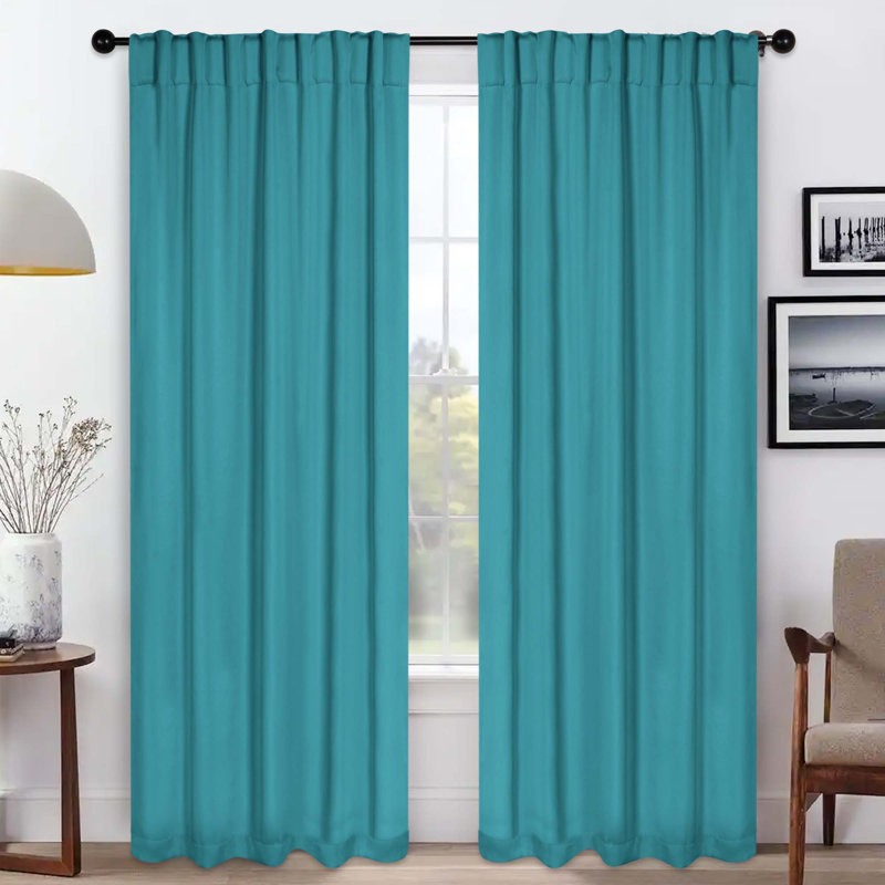 Rideaux obscurcissant et passe-tringle Levatt Classic, Turquoise, L 42 po x L 84 po