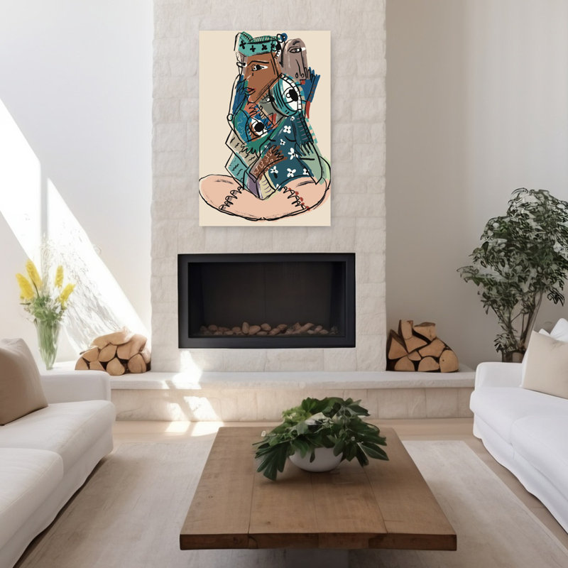 Art mural moderne abstrait, 48" H x 32" W