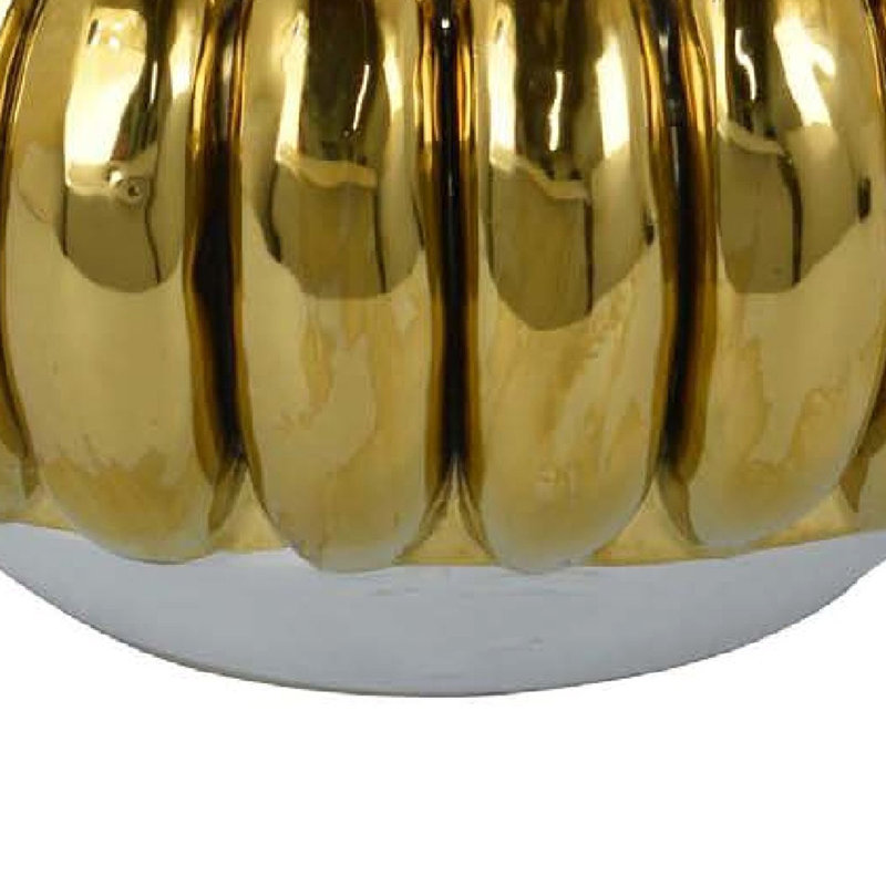 Milly Decorative Bowl, Raised Petal Rim, Gold Metallic Ceramic 13 Inch