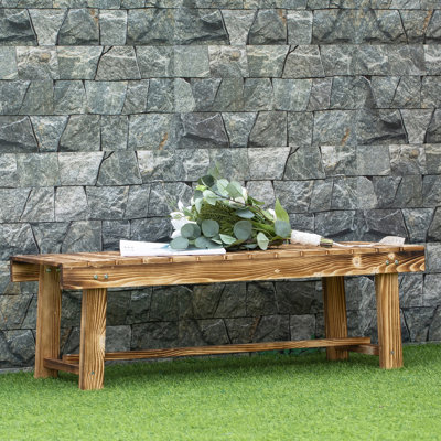 Erich Wooden Garden Bench 2 Seater 110 x 38 x 35 cm Carbonised
