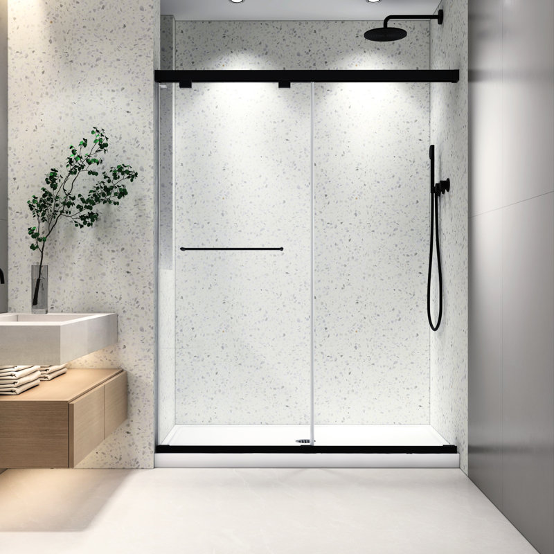 5476 Inch Shower Door Matte Black Finish, 8Mm Tempered Glass With Nano Cleaning & Resistance Coating, Adjustable Soft Closing For Bath Black, Membrane, Bathroom