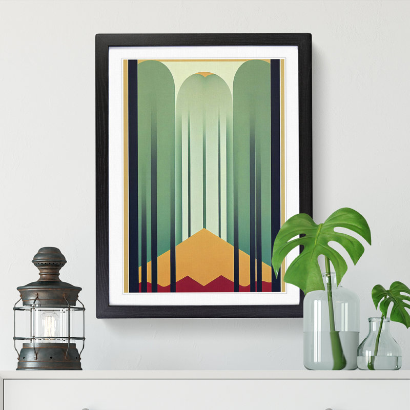 Spring Forest Art Deco Vol.1 - Framed Print, 64cm H x 46cm W x 2cm D, Oak