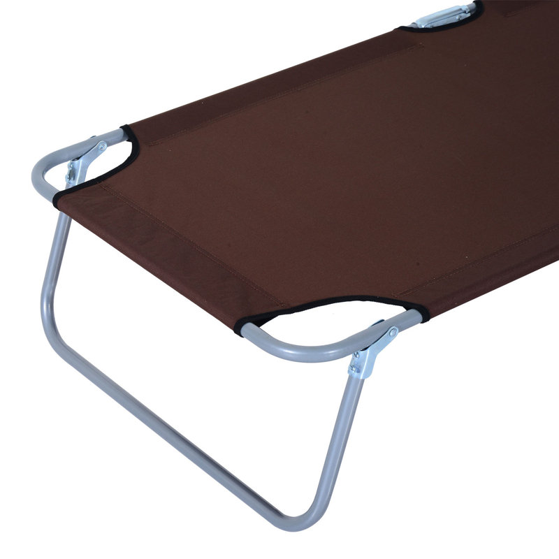 Outsunny Folding Sun Lounger with Canopy, Portable, Brown
