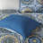 6 Piece Reversible Quilt Set with Throw Pillows Blue King/Cal King