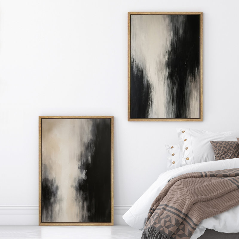 2 pièces, reproduction d'art sur toile encadrée pour une décoration moderne, H 24 po x l 16 po, Naturel