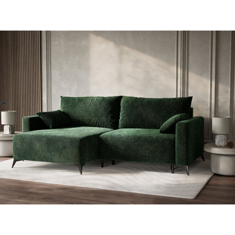 3 Seater Reclining Corner Sofa , Left Hand Facing, Chenille - Dark Green