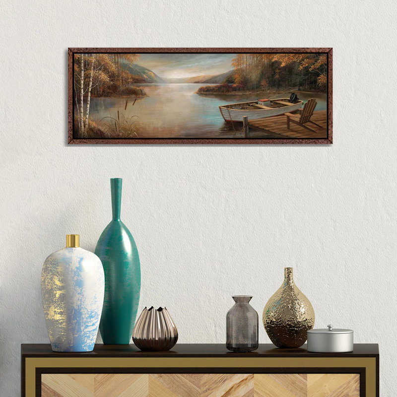 Peaceful Serenity by Ruane Manning - Floater Frame Panoramic Gallery-Wrapped Canvas Giclée on Canvas, Brown
