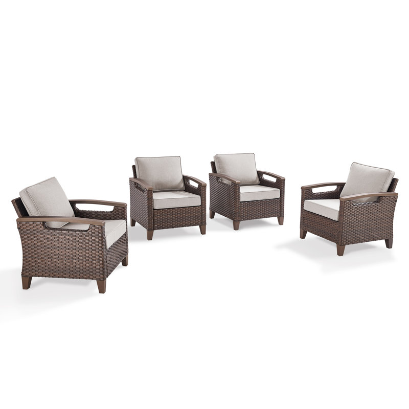 Arundel All-Weather Wicker Chairs With 4 Inch Cushions (Set Of 4), Beige