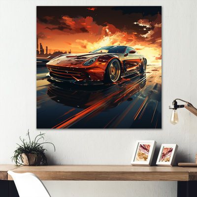 Red Vette Car art - Cars American Muscle, art mural