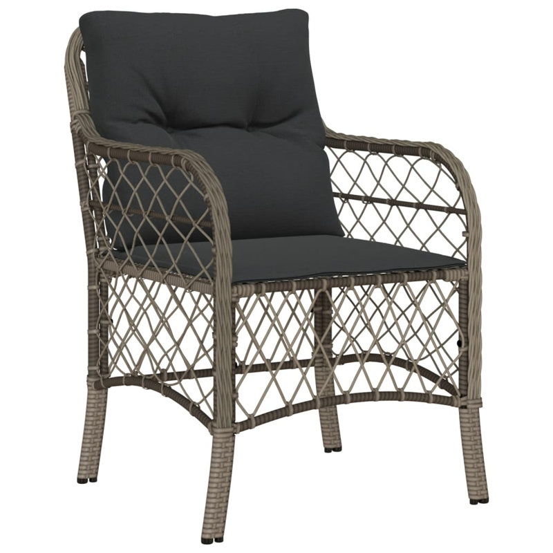 Red Barrel Studio® Bistro Set With Cushions Poly Rattan, Dark Gray/Gray, 29.5" H x 59.1" W x 35.4" D, 4