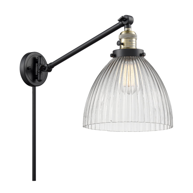 Bras pivotant à 1 lumière à intensité variable Tallulah, Ampoule incandescente rétro de 60 watts, Laiton antique noir