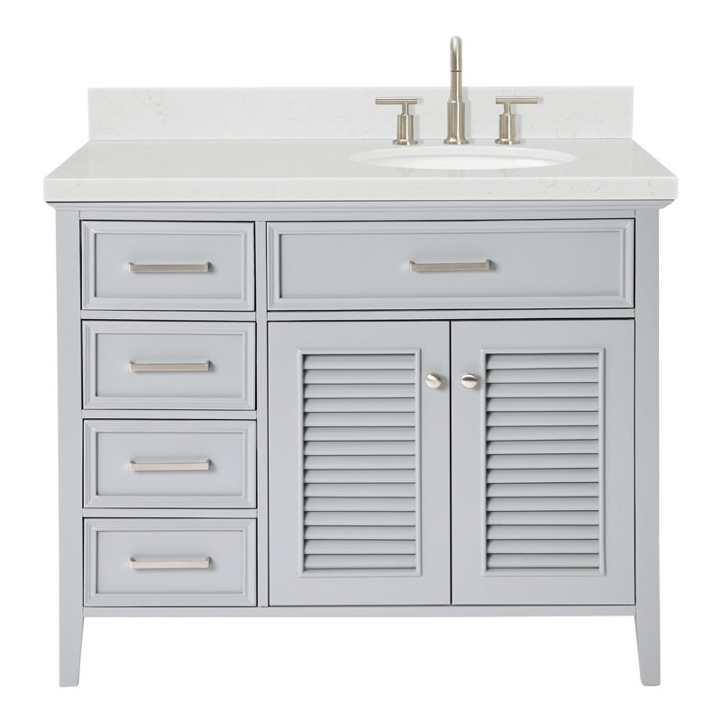 Blazier 42.25'' W Single Vanity, Gray, Oval, Right