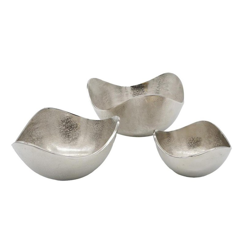 Ensemble de 3 bols en aluminium Lindi - argent