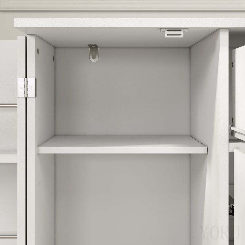 Buffet avec rangement, grande armoire de rangement pour la cuisine avec 1 tiroir et 4 portes, café moderne pour la salle à manger, blanc