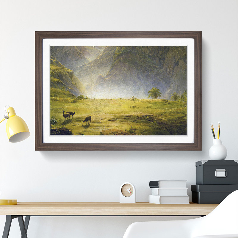 The Andes of Ecuador by Frederic Edwin Church - Picture Frame Painting, 36cm H x 48cm W x 2cm D, Walnut