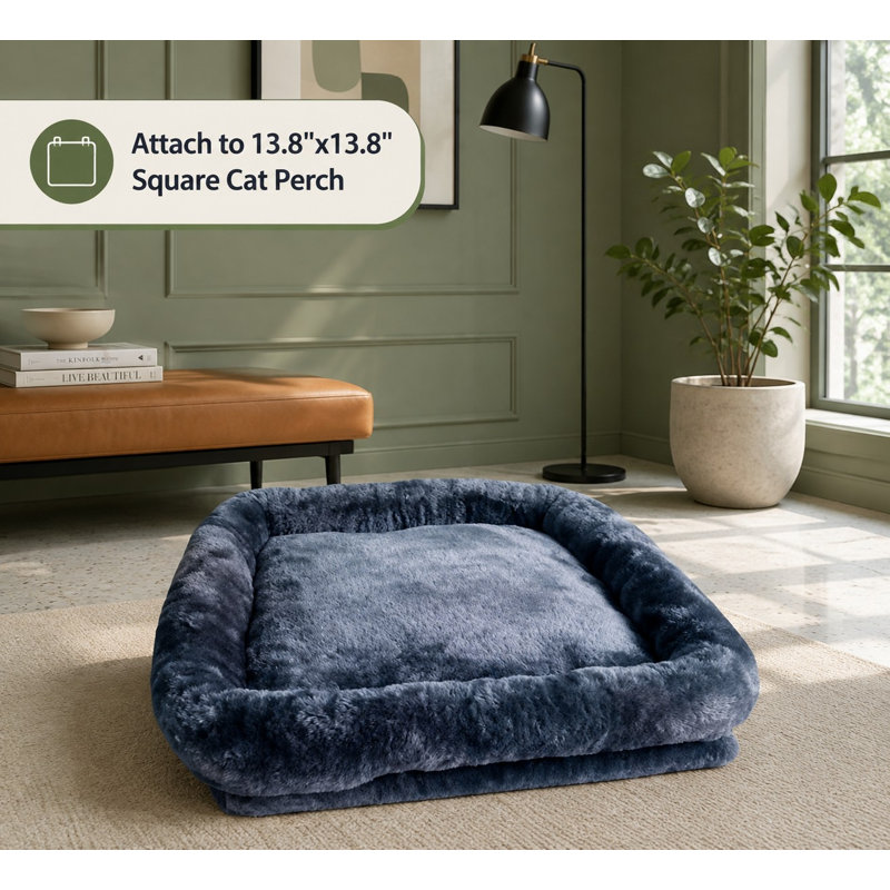 Mesurant 13,8 x 13,8 pouces, cette housse de coussin élastique grise sert de pièce de rechange et d'accessoire pour un perchoir d'arbre à chat.