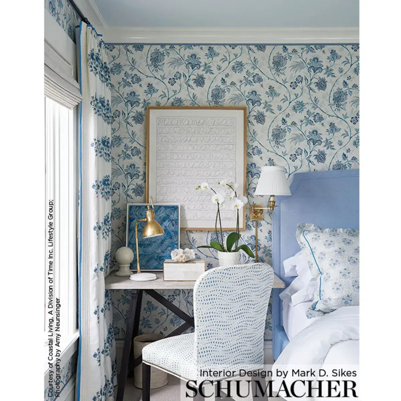 Tissu chinois Schumacher x Mark D. Sikes, Cobalt