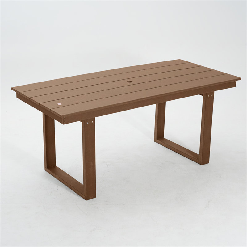 Table de salle à manger et de réunion extérieure en PEHD de 67 po (table incluse seulement), Brun