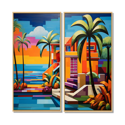 Pop Art Palm Beach en couleur I - art mural multicolore glam