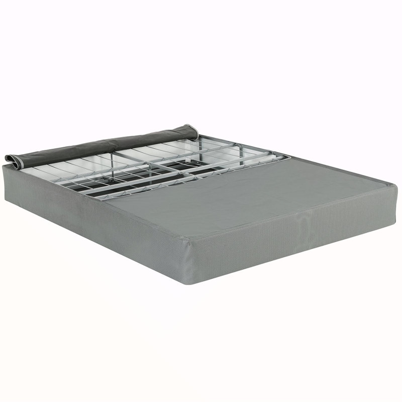 Foldable 9 In. Metal Mattress Bed Base, Twin-Size Box Spring Foundation Bed, Grey