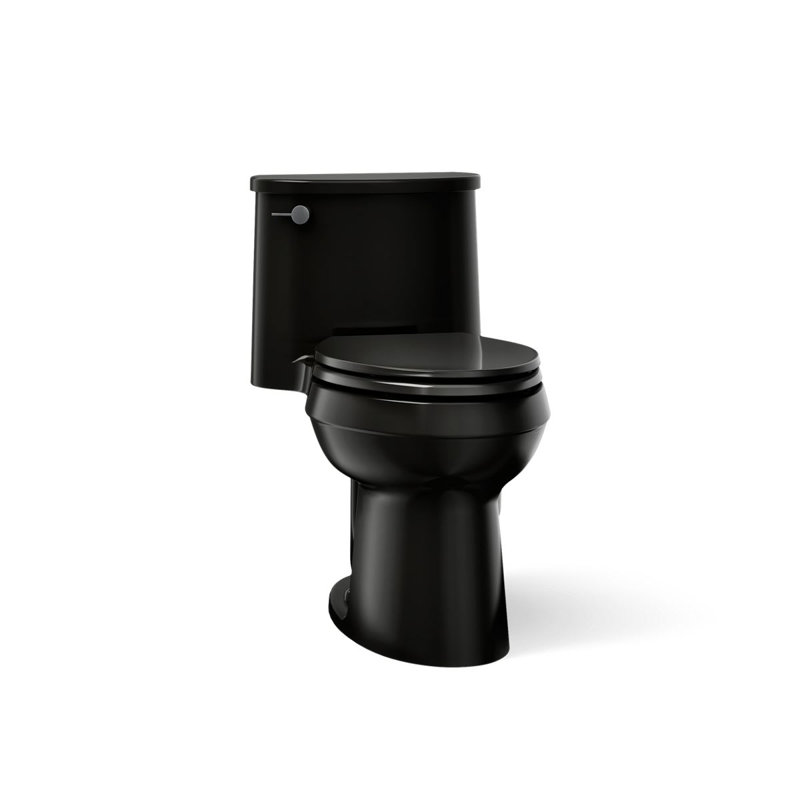 Adair 1.28 GPF Water Efficient Elongated One-Piece toilet (Seat Included), Black, Left-Hand