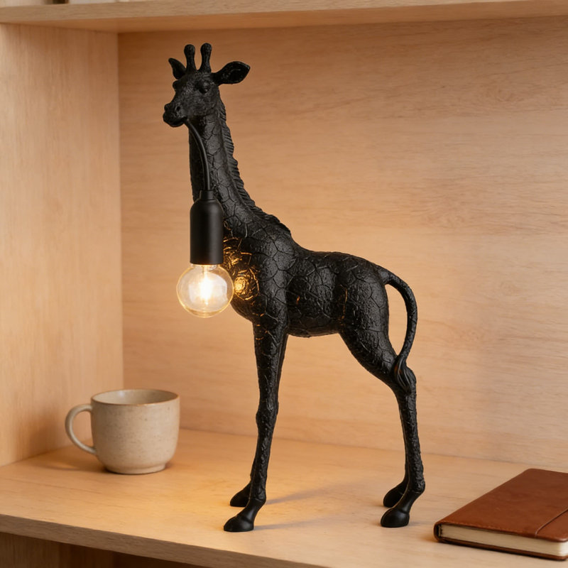 Lampe de table girafe avec ampoule à DEL, veilleuse fantaisie en résine pour chambre à coucher, salon et bureau