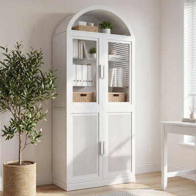 Armoire de rangement de cuisine de 62 po de hauteur avec 4 portes et tablettes réglables Cabin