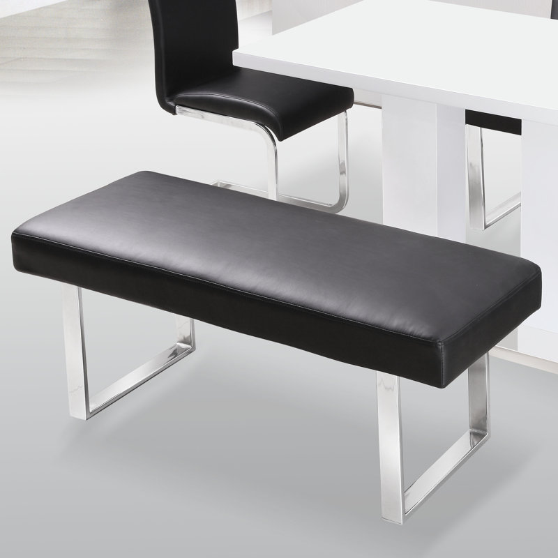 Havilland Faux Leather Upholstered Bench, Black