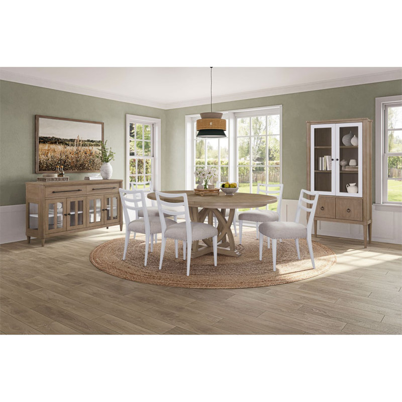 Table ronde extensible avec 4 chaises blanches Ladderback