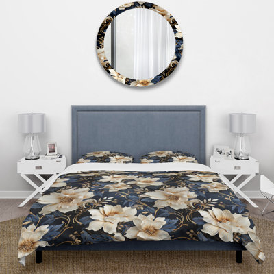 Ensemble de housse de couette floral bleu et blanc Victorian Flower Elegance I