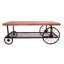 Rectangular Metal & Wood Coffee Table - Grey Oak Vintage With Wheels Finish