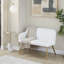 Banc blanc en similicuir à haut dossier en acier doré, style contemporain pour plus de confort, deux places, usage intérieur seulement, limite de 500 lb, assemblage nécessaire en acier et banc, conception moderne avec utilisation, poids-2074010429-2074010424