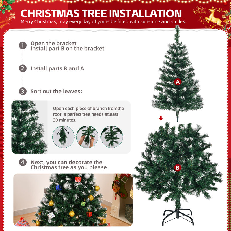 5 pi Arbre de Noël artificiel blanc non éclairé avec 480 pointes