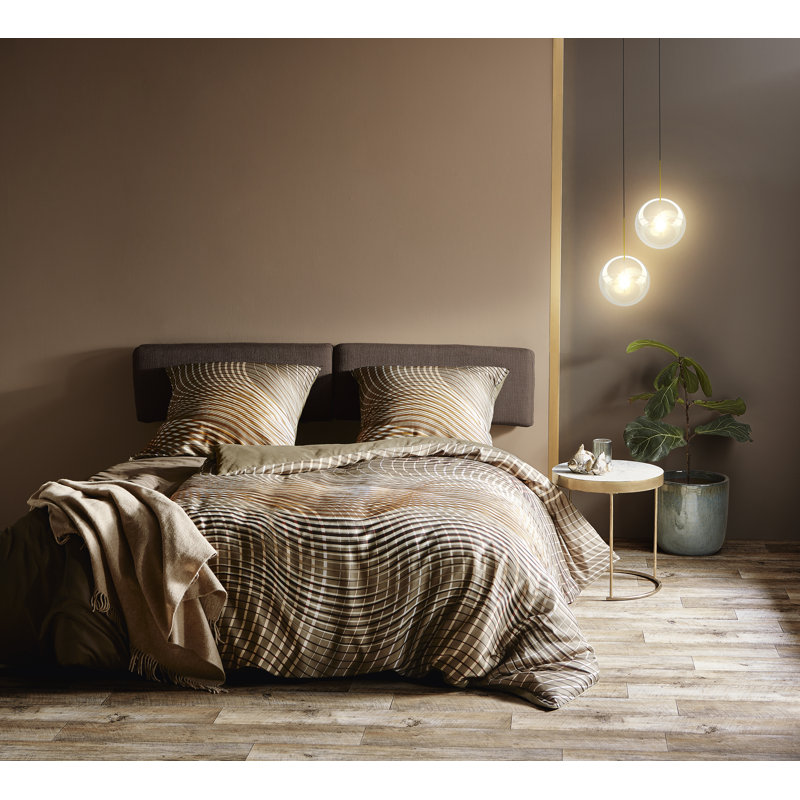 Beige Sateen Reversible Duvet Cover Set, Single - 1 Pillowcase (80 x 80 cm)