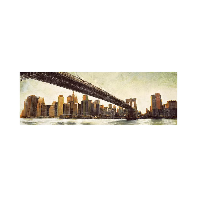Brooklyn Bridge View by Matthew Daniels - Wrapped Canvas Panoramic Print, 30.48 cm H x 91.44 cm W x 1.91 cm D