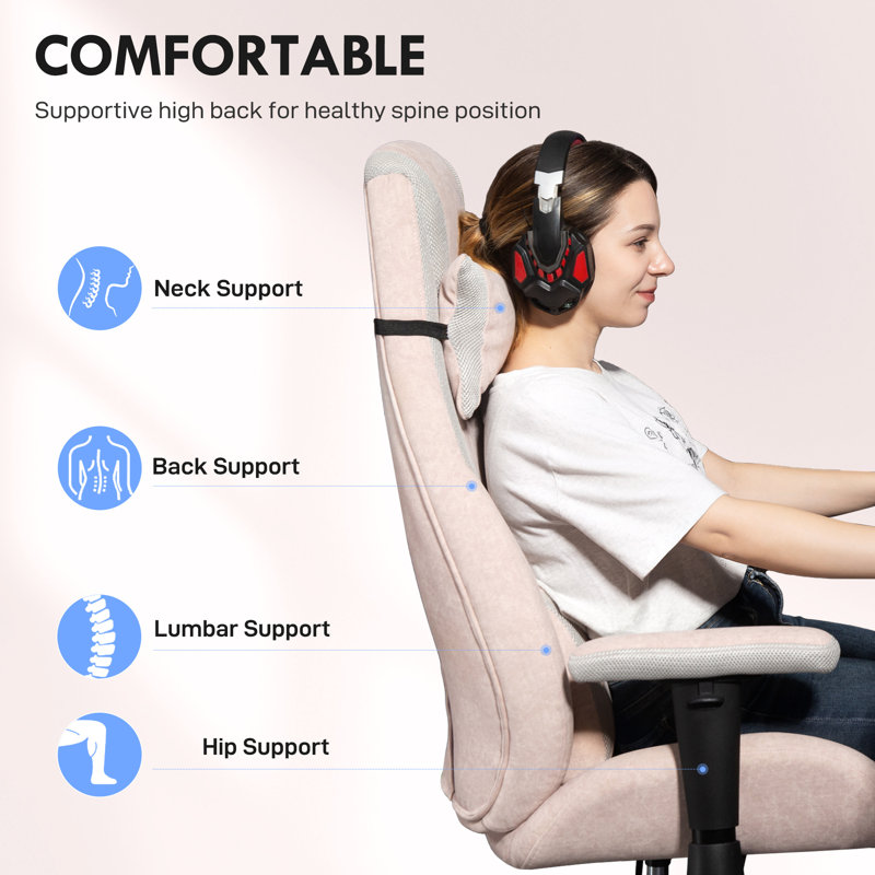 Velvet Gaming Chair with Headrest