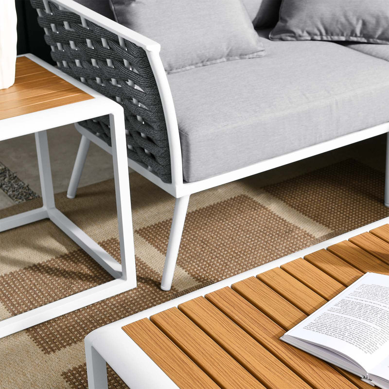 Ensemble de canapé modulaire d'extérieur en aluminium 7 pièces Stance par Modway, gris