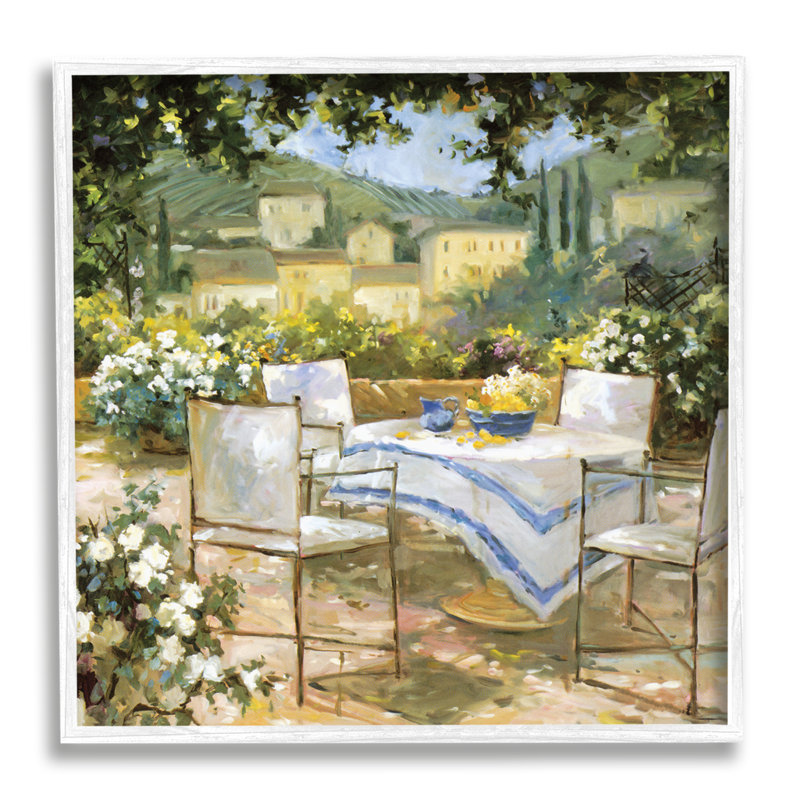 Vignoble Tuscan Terrace (français), H 17 po x l 17 po x P 1,5 po, Giclée encadrée blanc bord de mer