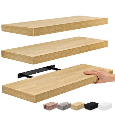 Makalani 3 Piece Solid Wood Floating Shelf, Maple