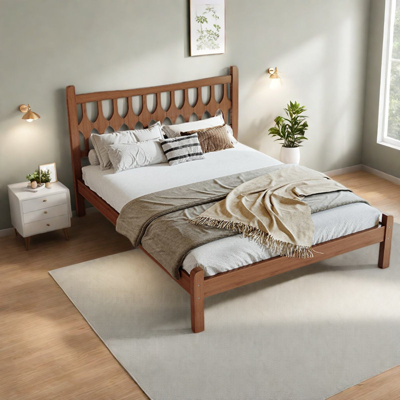 Lit plateforme en bambou Modern Beds Full, tête de lit rustique en forme de diamant pour la maison