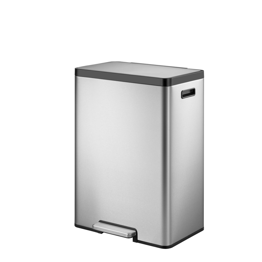 EKO Ecocasa 2 Section Recycling Kitchen Pedal Bin 2 x 20L - Silver [Dented] - Image 3